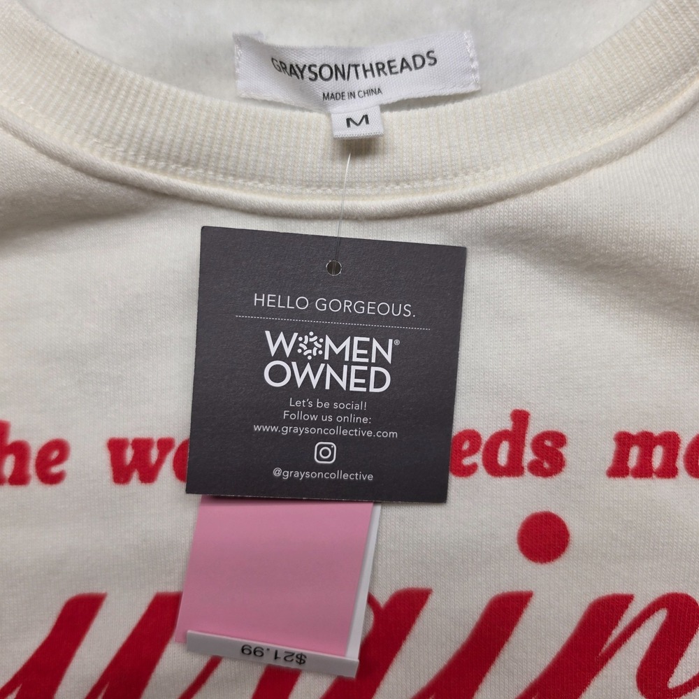 Grayson Threads World Needs More Cowgirls Sweatshirt Size M Cream Horse Graphic - Picture 4 of 8